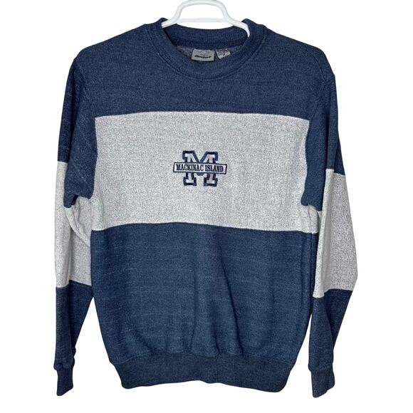 Vintage Renegade Men's Medium Sweatshirt Crewneck Mackinac Island Michigan Blue - Picture 1 of 4